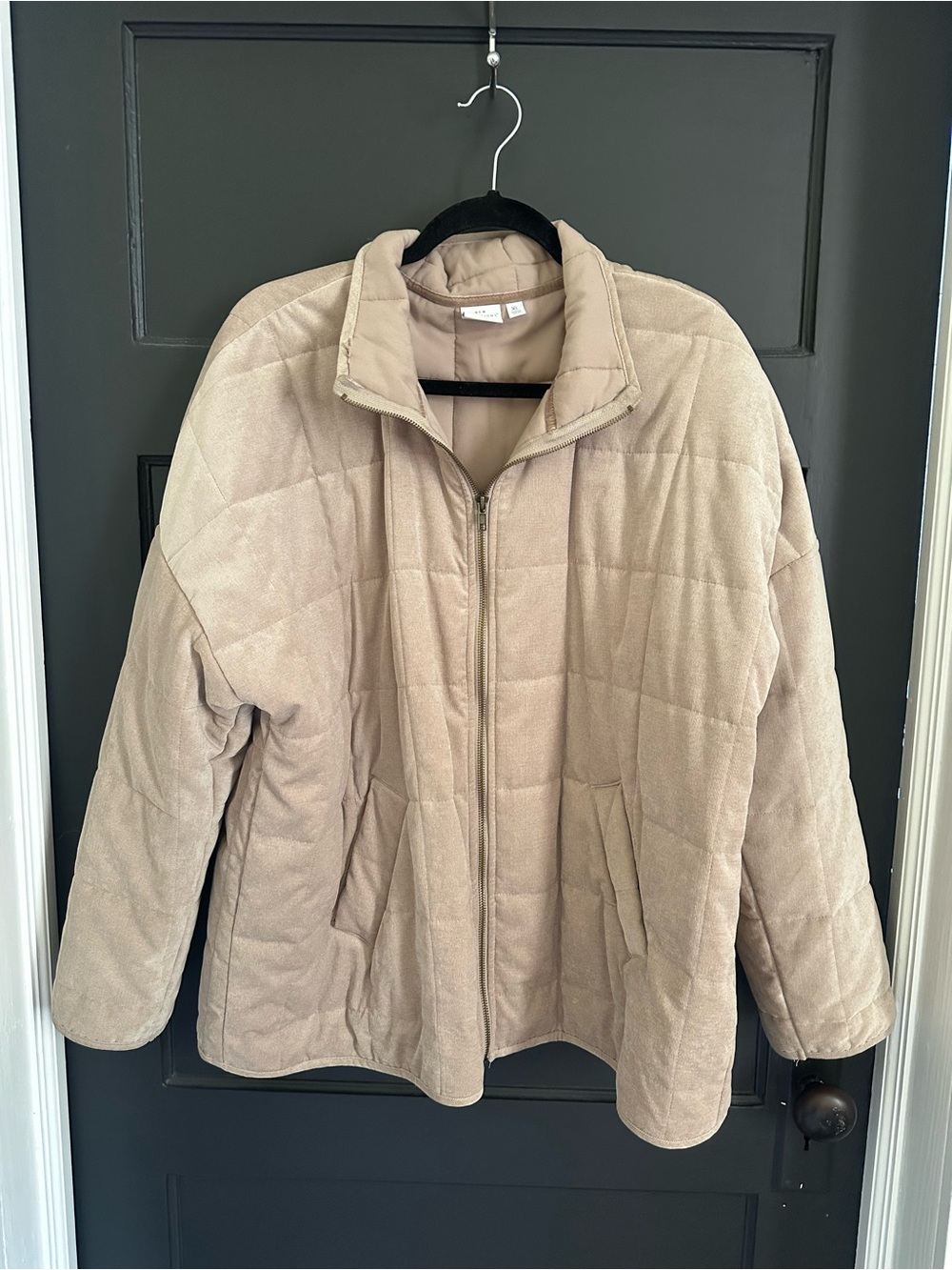 Belk New Directions Quilted Jacket Zip Up Beige Cream Size XL